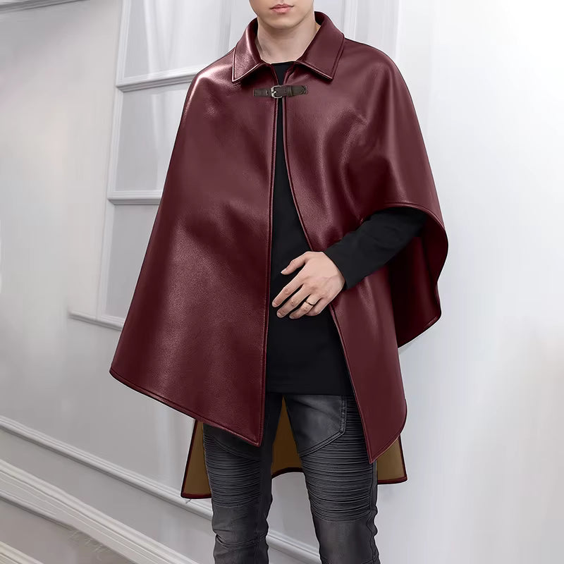 Poncho homme simili-cuir