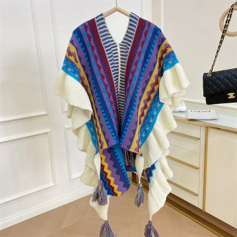 Poncho pour femme bohème old style