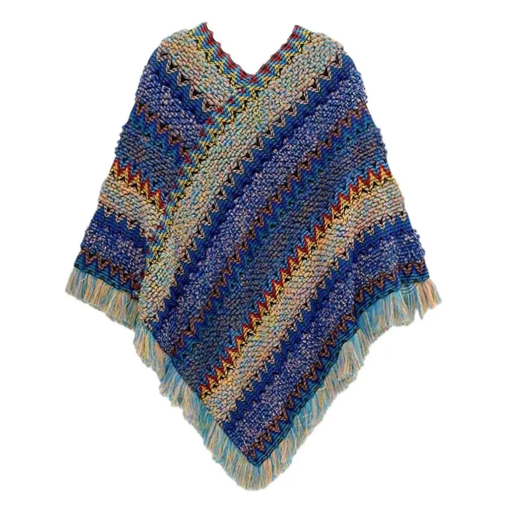 Poncho pour femme style tricot & boho