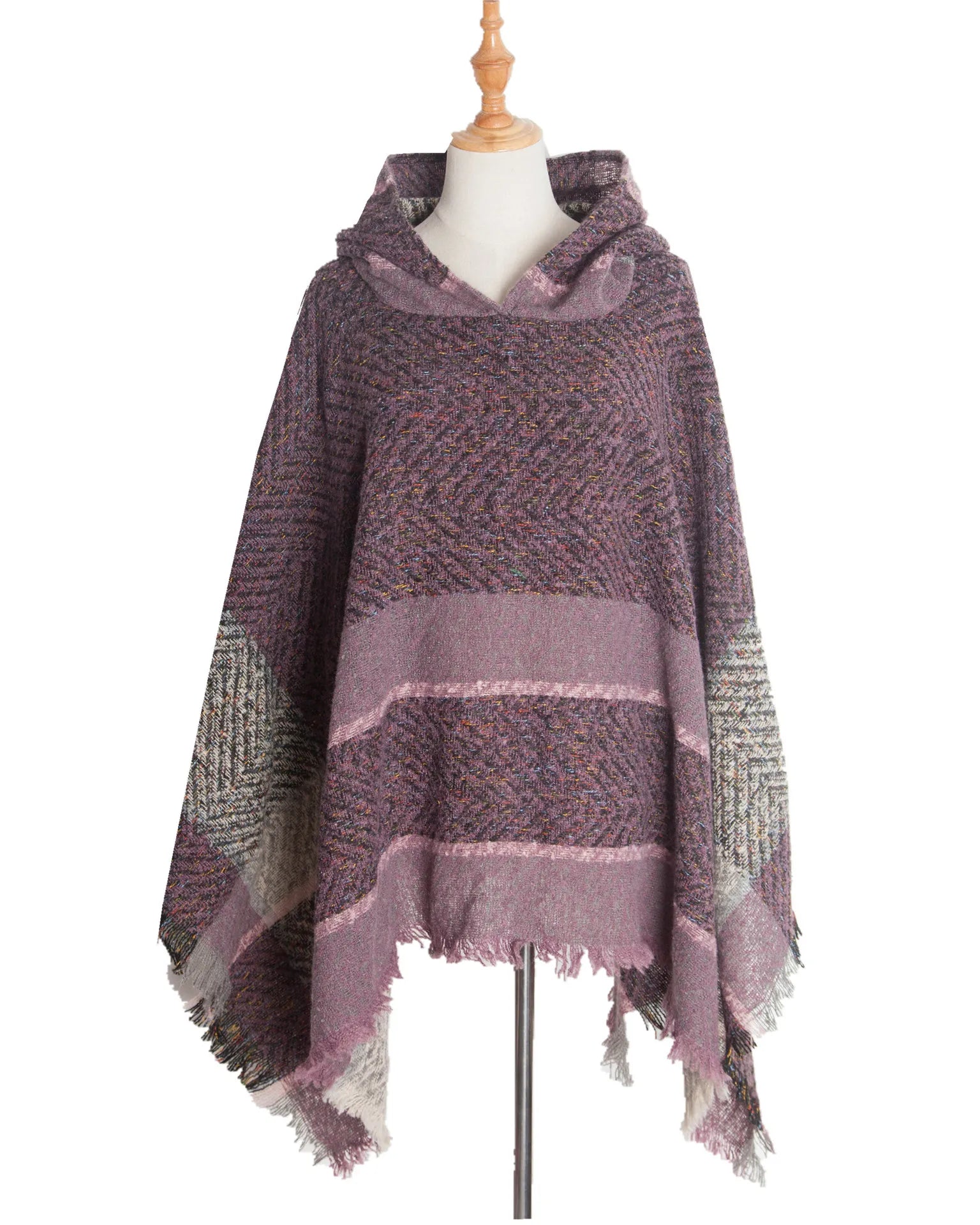 Poncho femme hiver à capuche