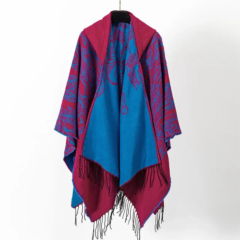 Poncho homme boho à capuche