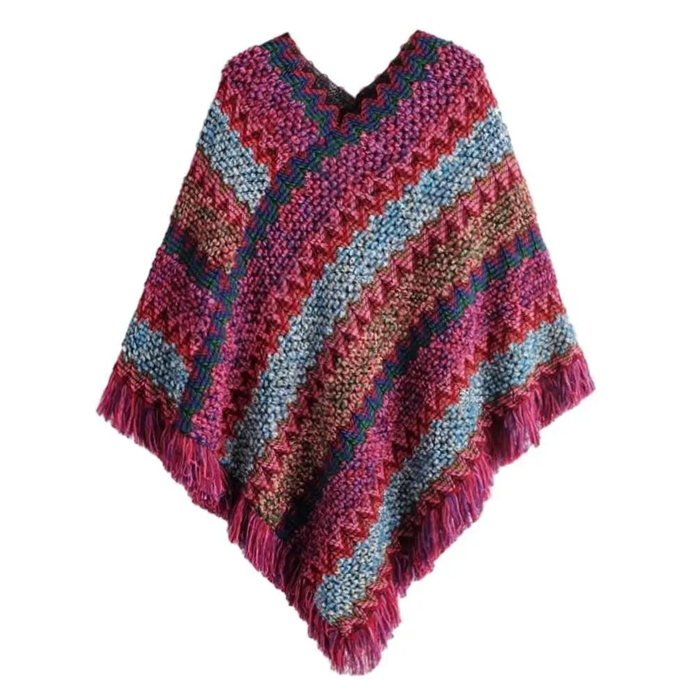 Poncho pour femme style tricot & boho