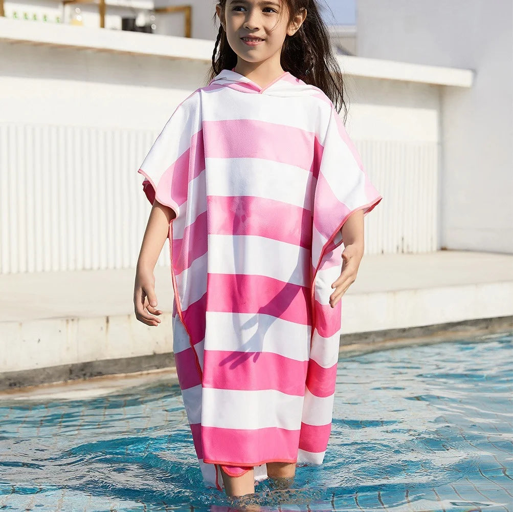 Poncho de surf rayé pour enfant