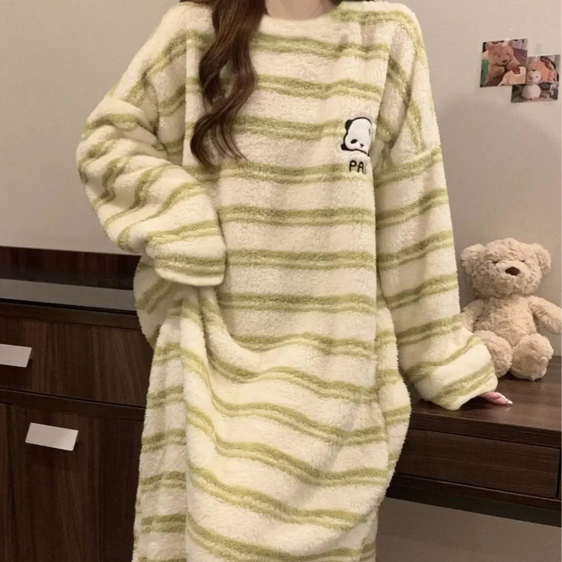 Poncho polaire rayé pour femme