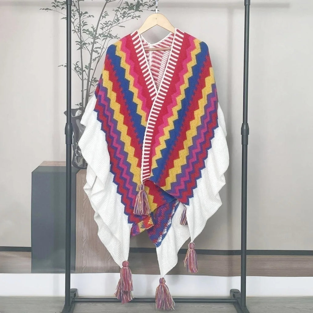 Poncho pour femme bohème old style tradi