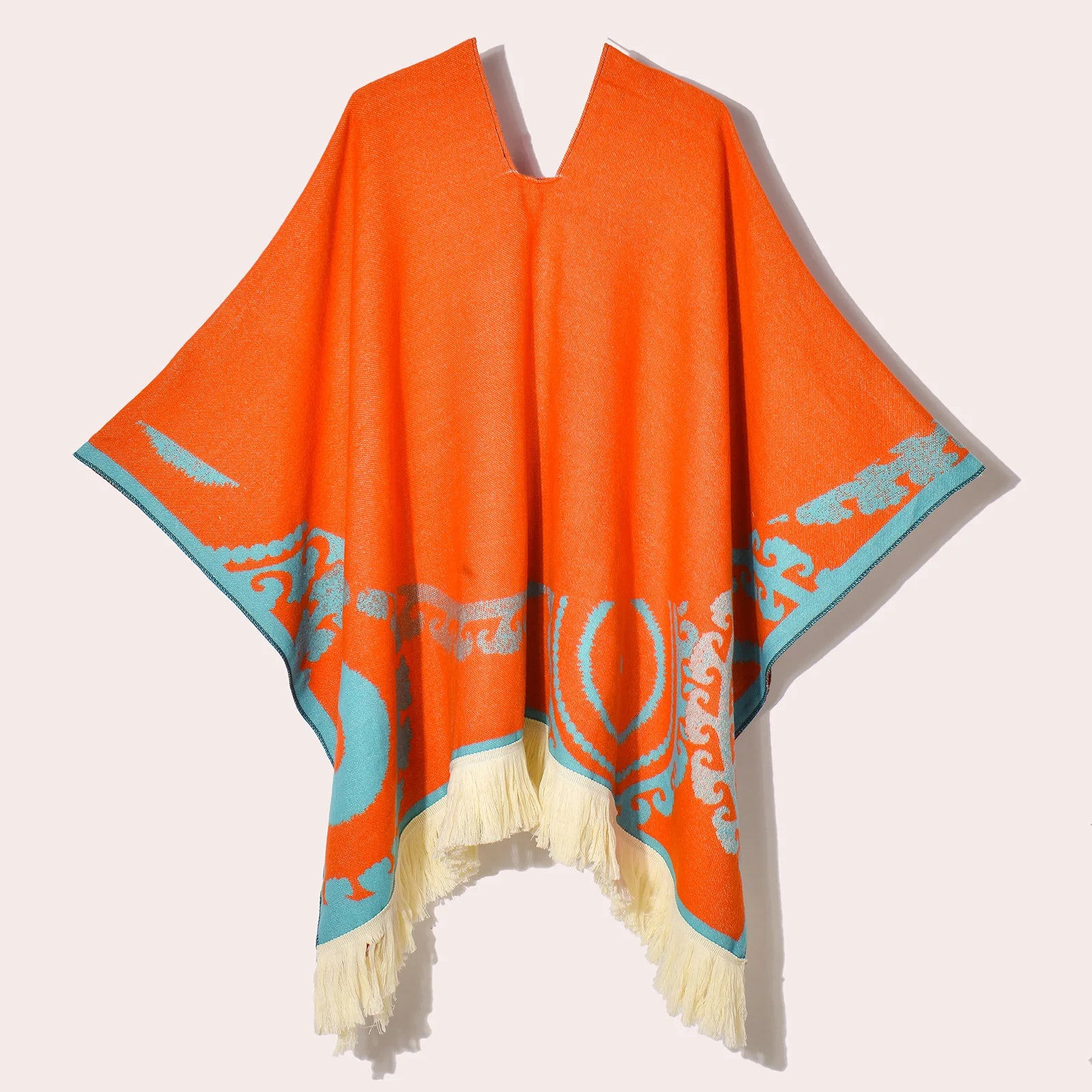 Poncho pour femme chaud style peruvien à motifs
