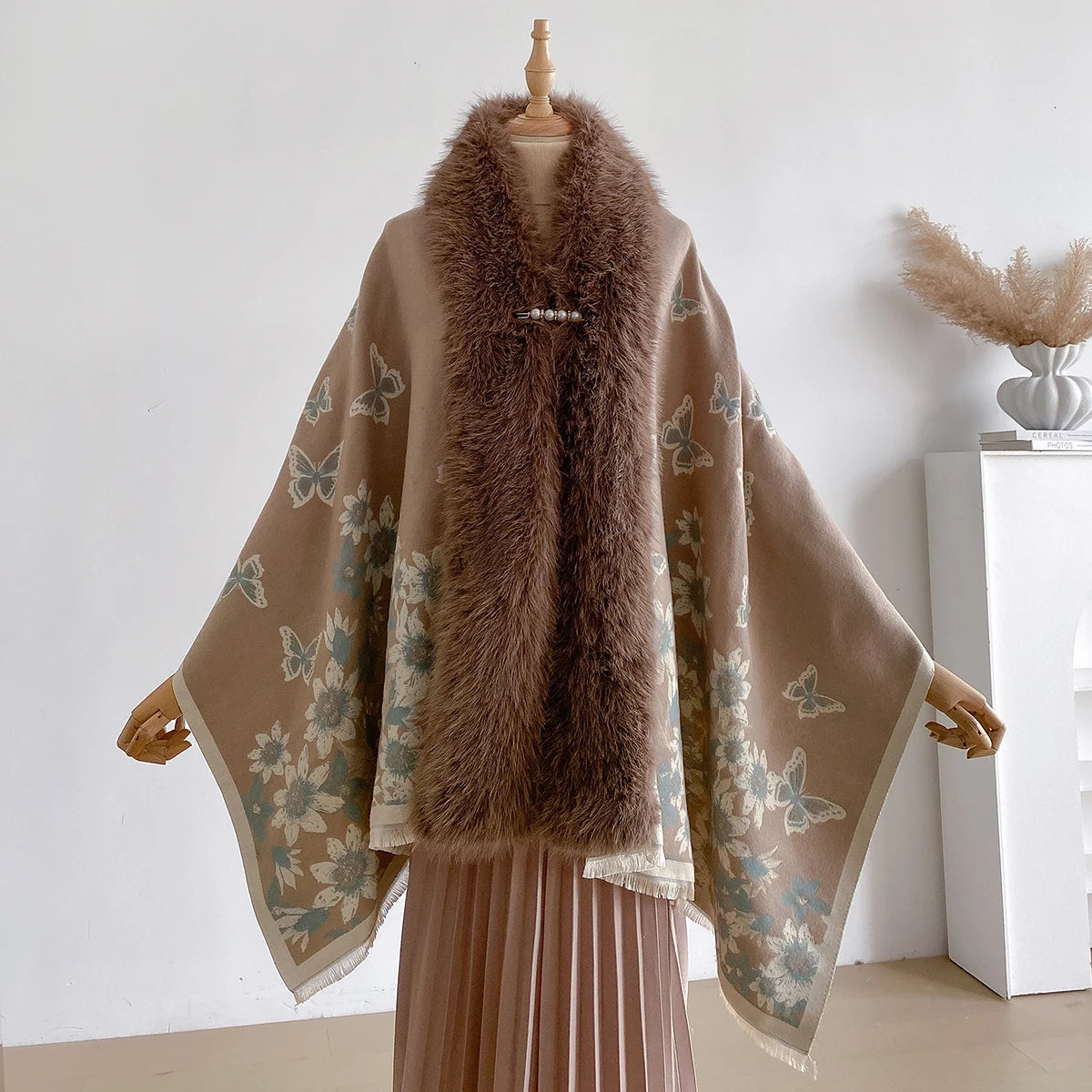 Poncho pour femme épais long chic