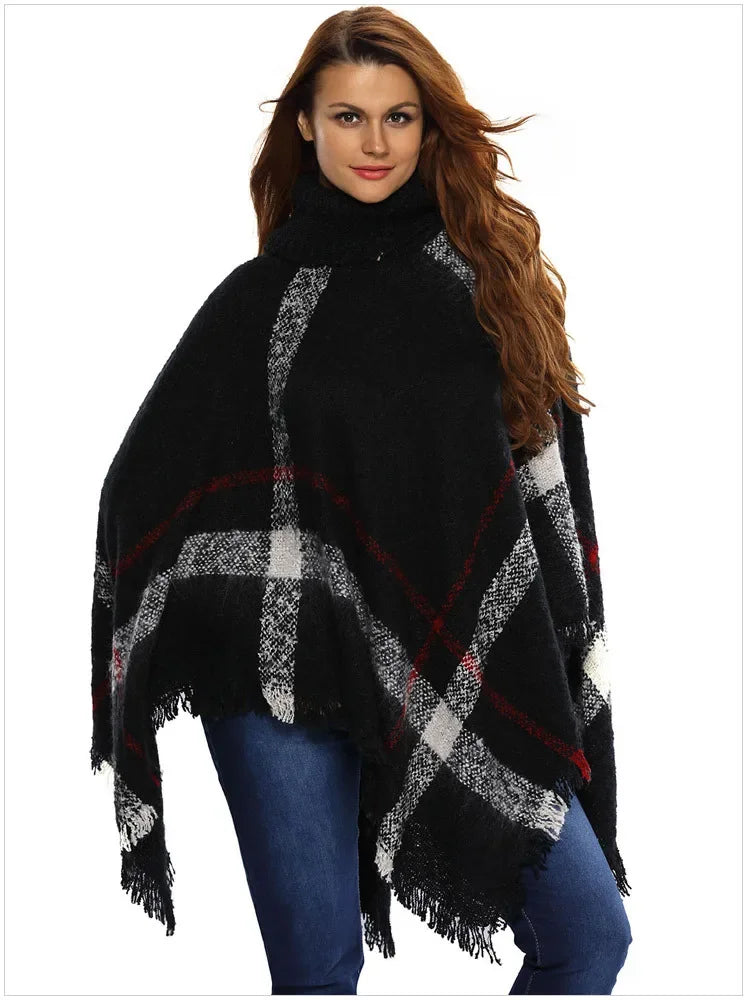 Poncho pour femme d'hiver style luxe en laine et acrylic