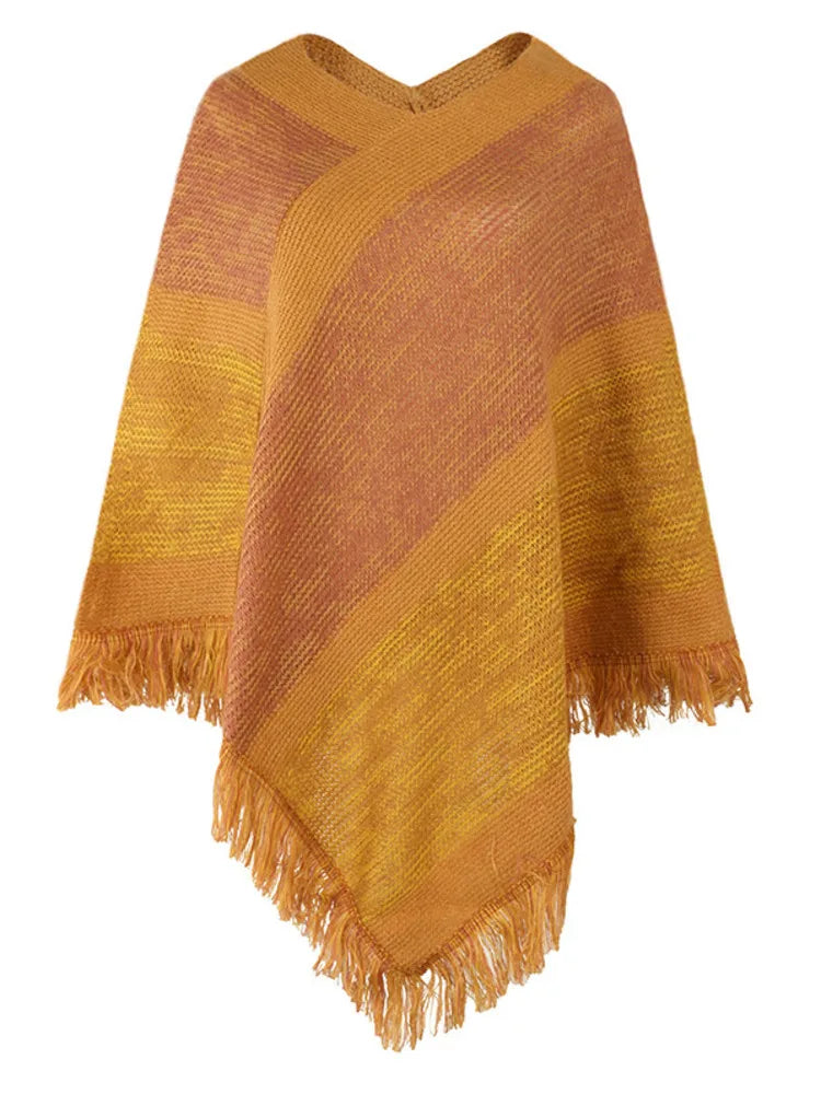 Poncho femme arc-en-ciel boho