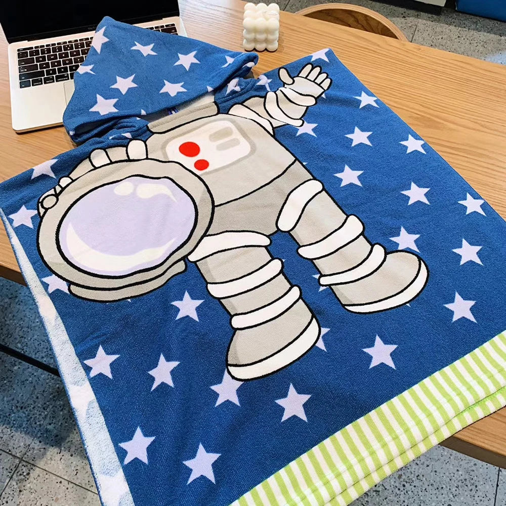 Poncho serviette cartoon de plage pour enfant