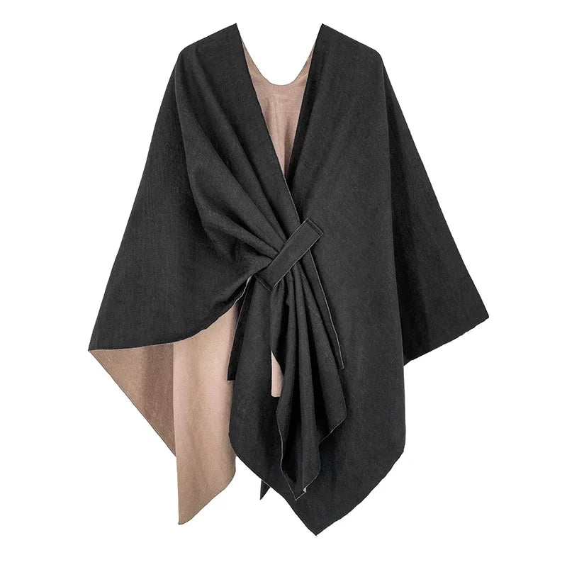 Poncho pour femme style luxueux réversible