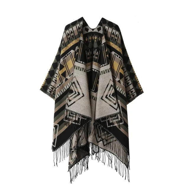Poncho pour femme vintage style mongol