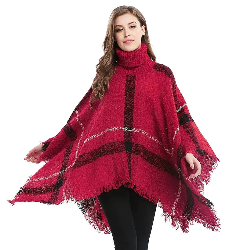 Poncho pour femme d'hiver style luxe en laine et acrylic