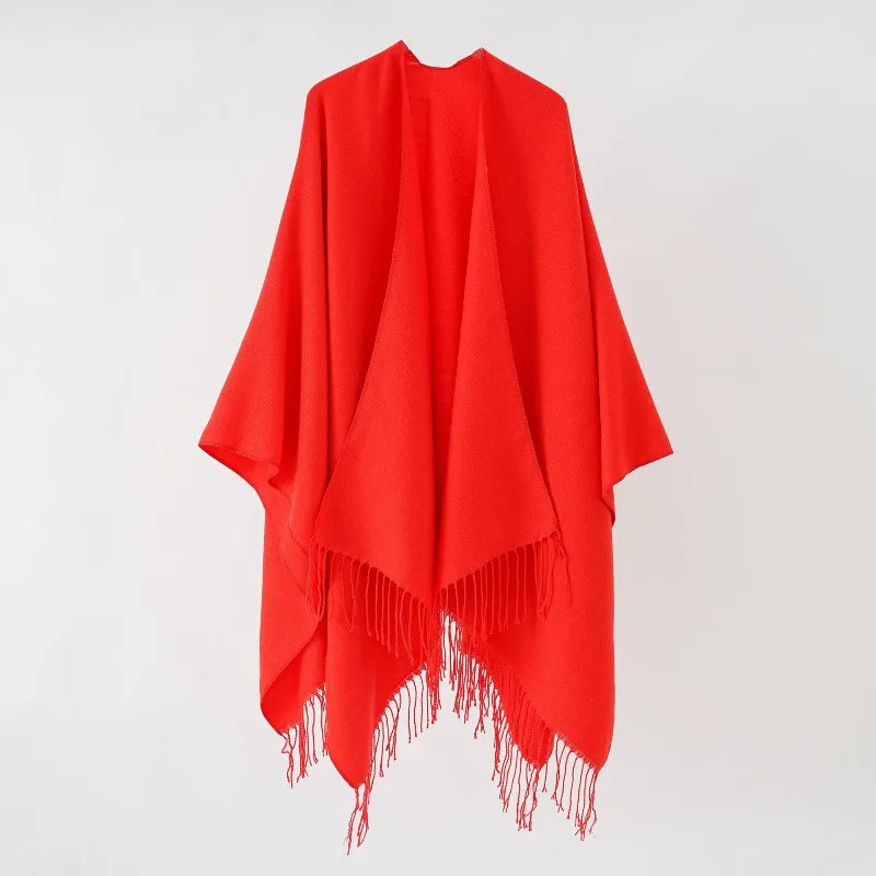 Poncho pour femme à franges boho