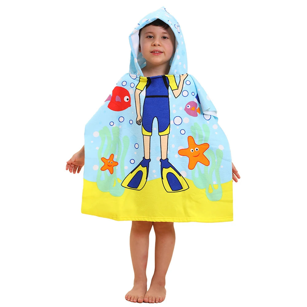 Poncho serviette de plage pour enfant rigolo