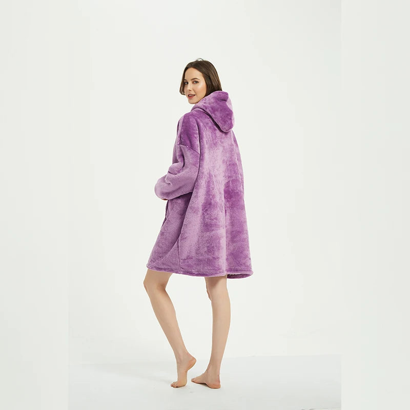 Poncho polaire chaud en microfibre pour femme et homme simple
