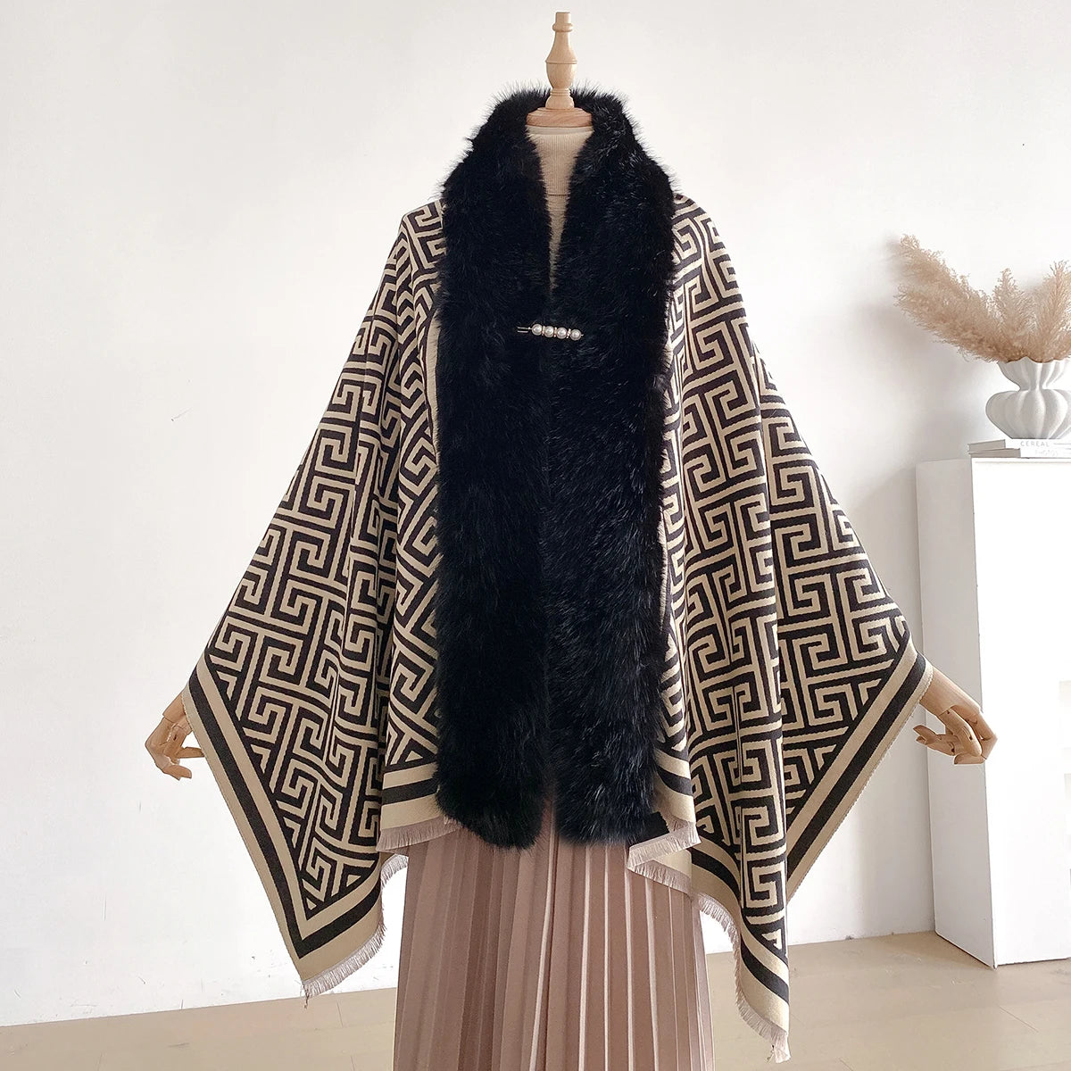 Poncho pour femme épais long chic