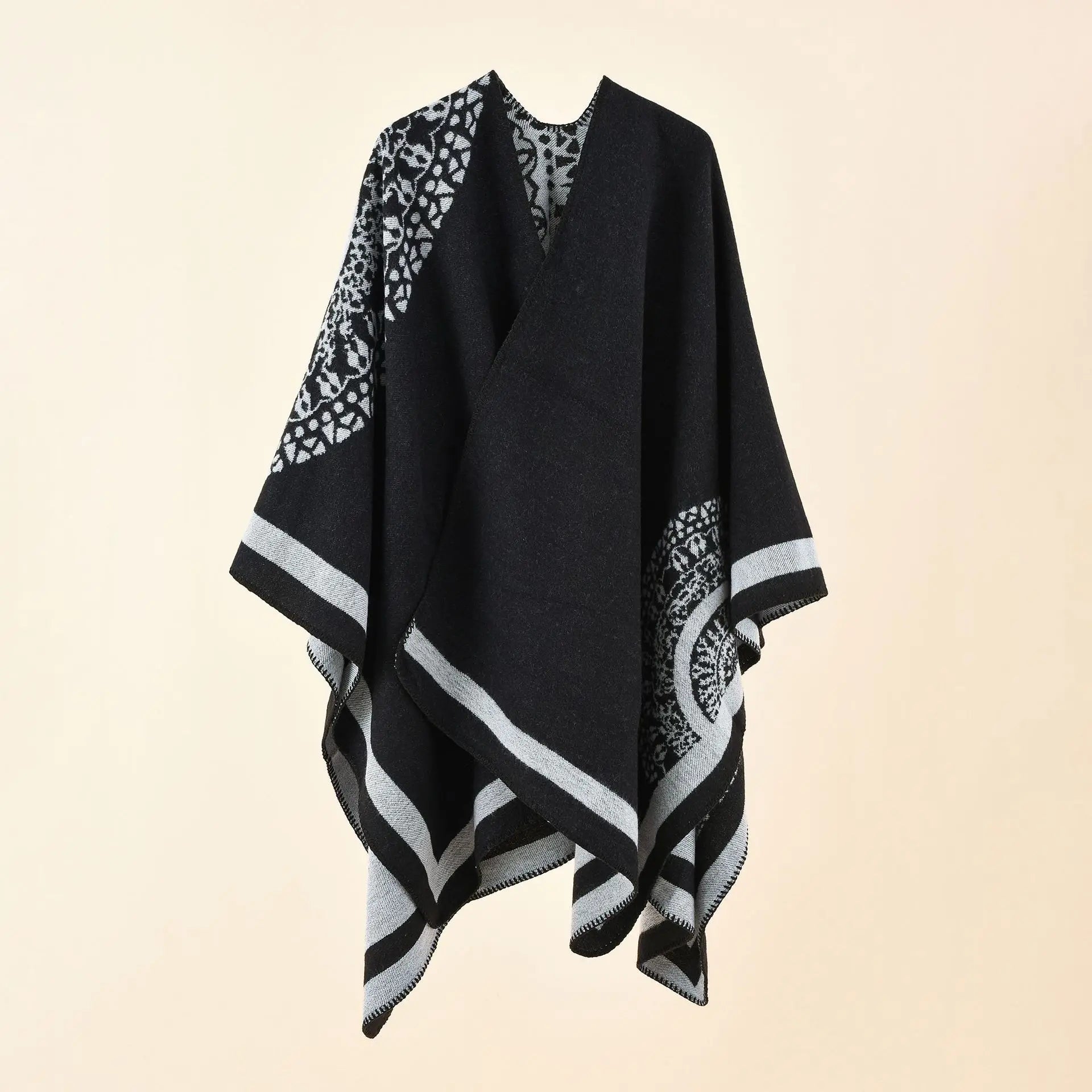 Poncho pour femme d'hiver à motif
