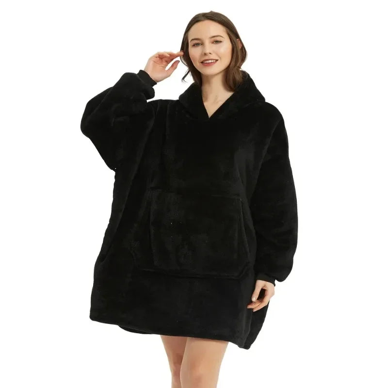 Poncho polaire chaud en microfibre pour femme et homme simple