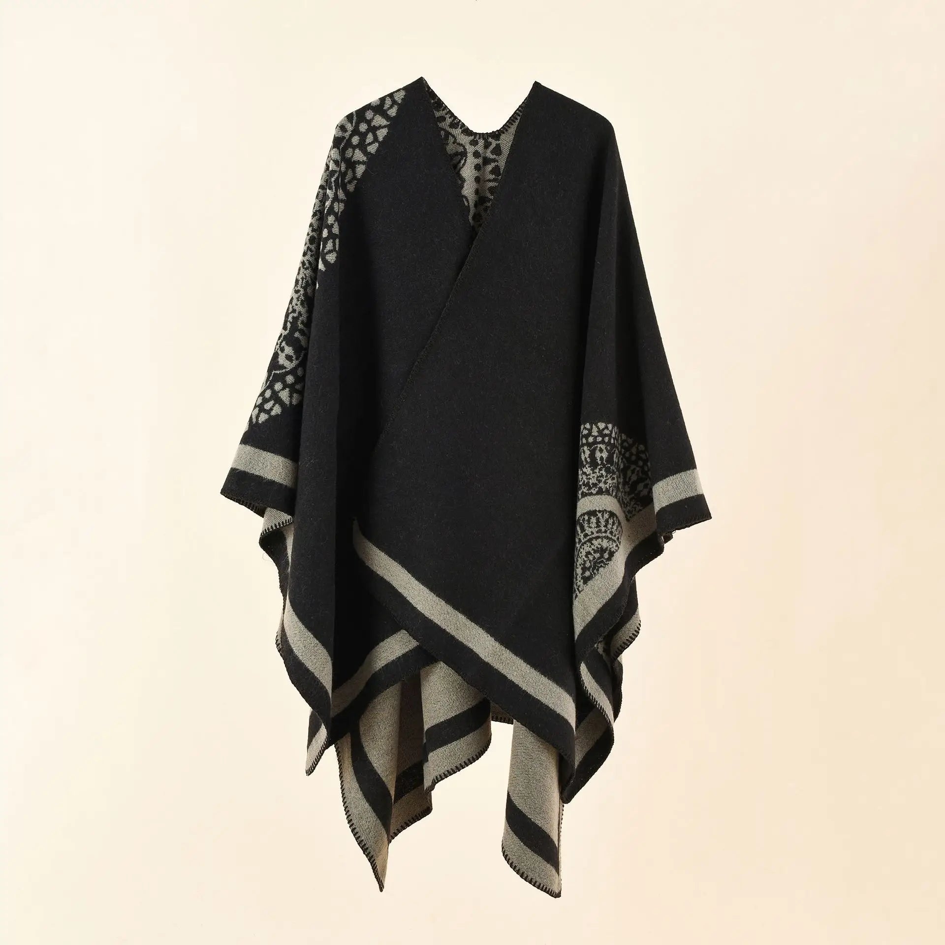 Poncho pour femme d'hiver à motif