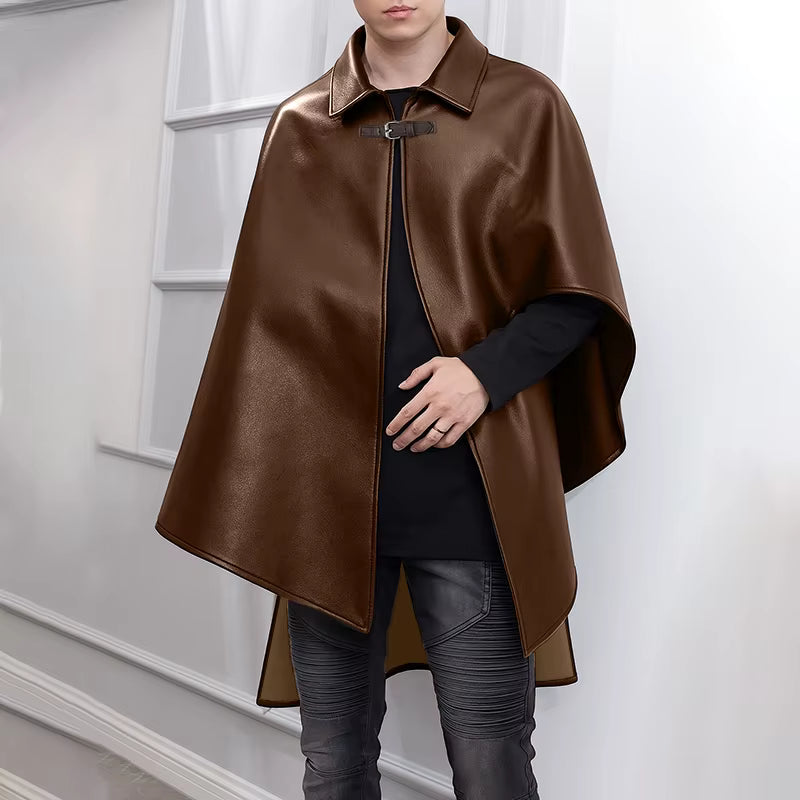 Poncho homme simili-cuir