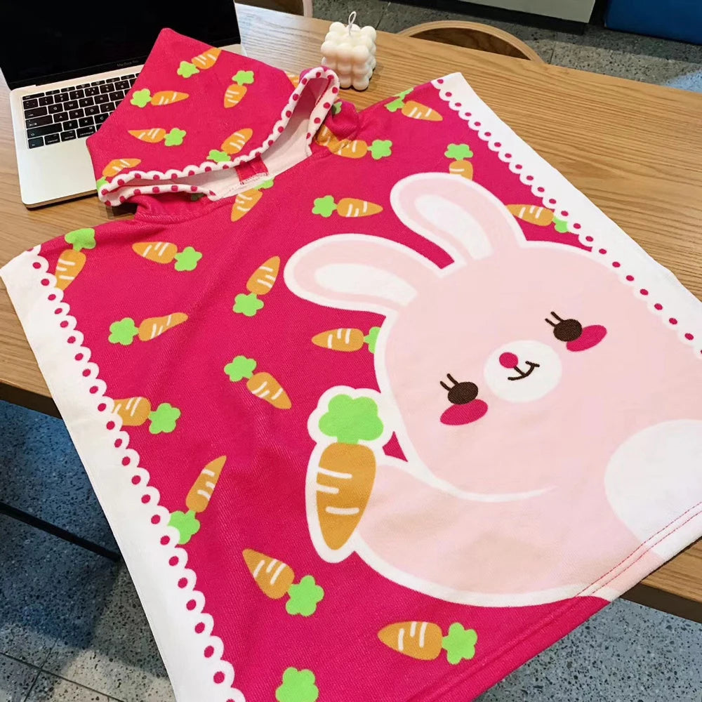 Poncho serviette cartoon de plage pour enfant