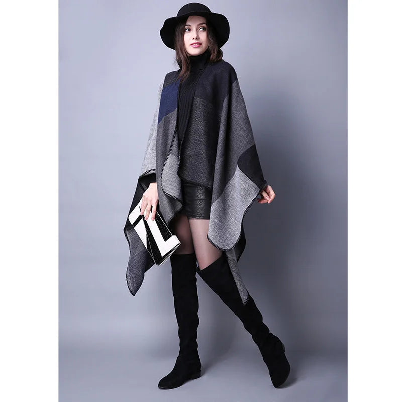 Poncho femme d'hiver multicolore