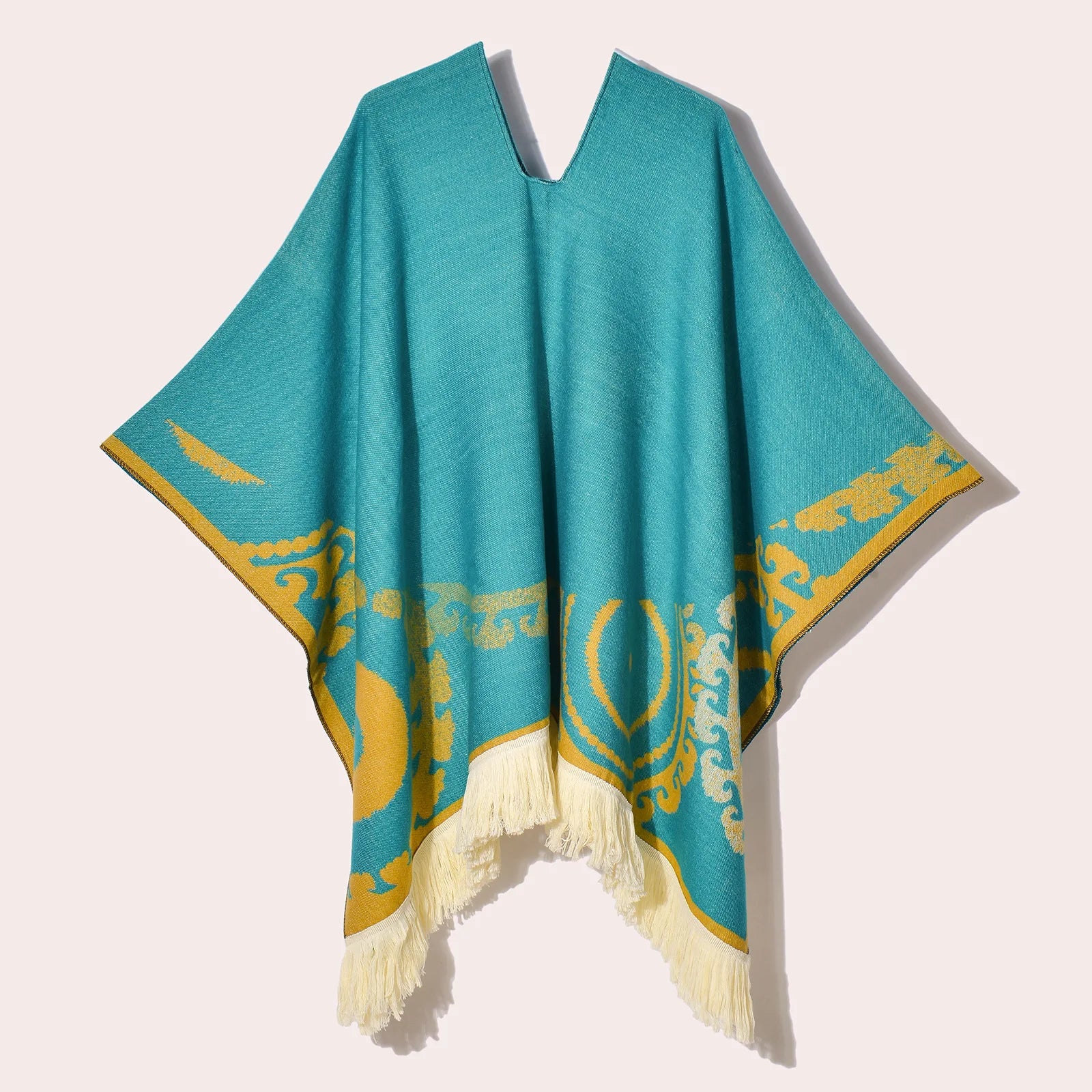 Poncho pour femme chaud style peruvien à motifs