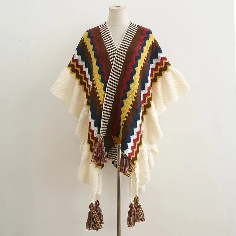 Poncho pour femme bohème old style