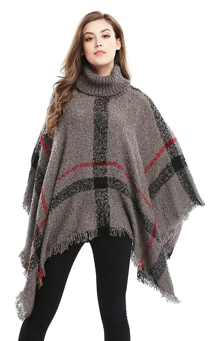 Poncho pour femme d'hiver style luxe en laine et acrylic
