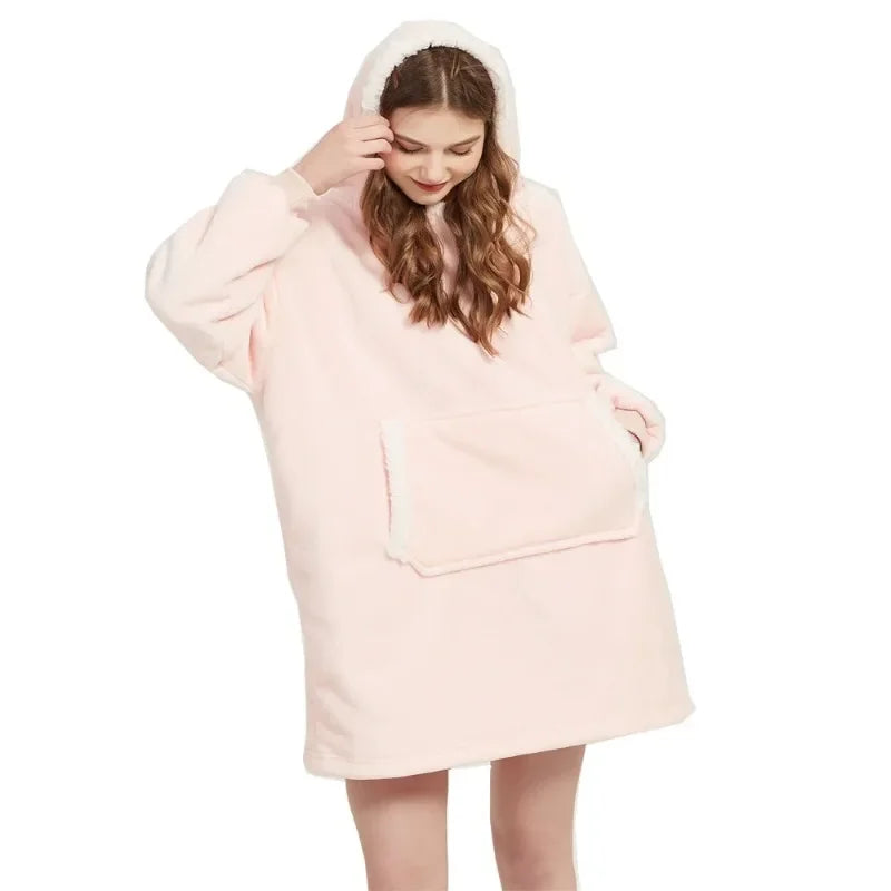 Poncho polaire d'hiver chaud réversible pour femme et homme
