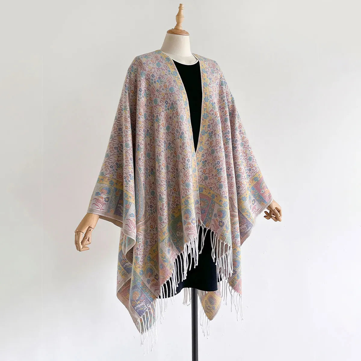 Poncho pour femme d'hiver long boho chic