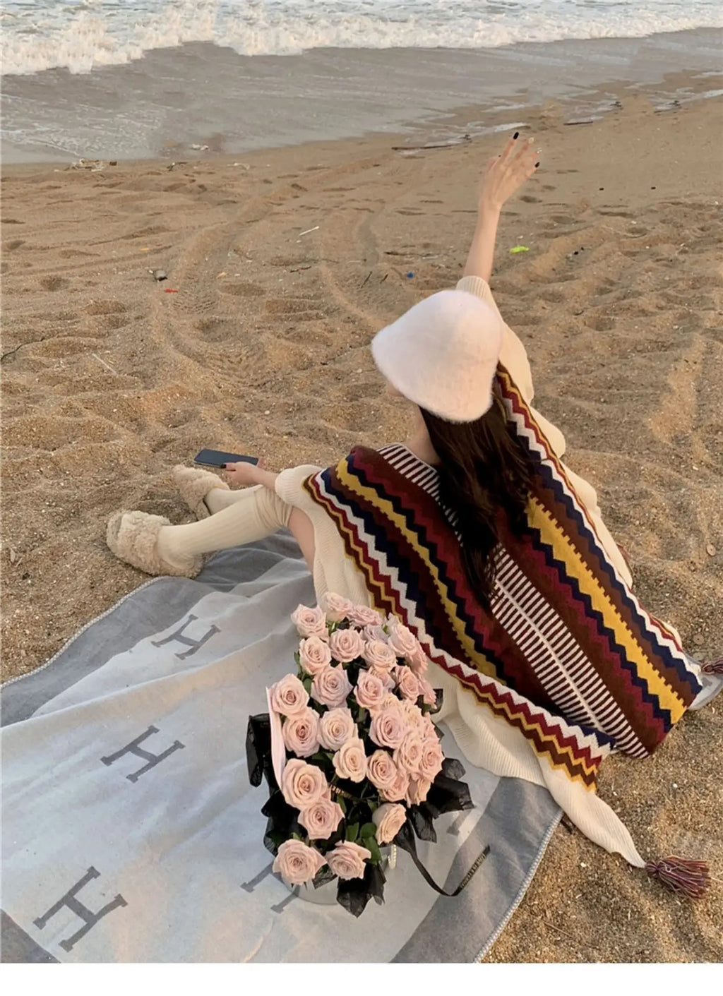 Poncho pour femme bohème old style tradi