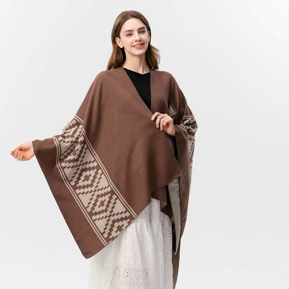 Poncho femme Bohème Long en coton et polyester