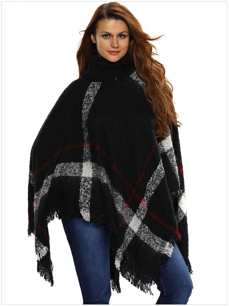 Poncho pour femme d'hiver style luxe en laine et acrylic