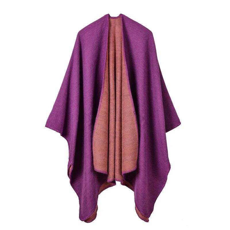 Poncho femme d'hiver uni