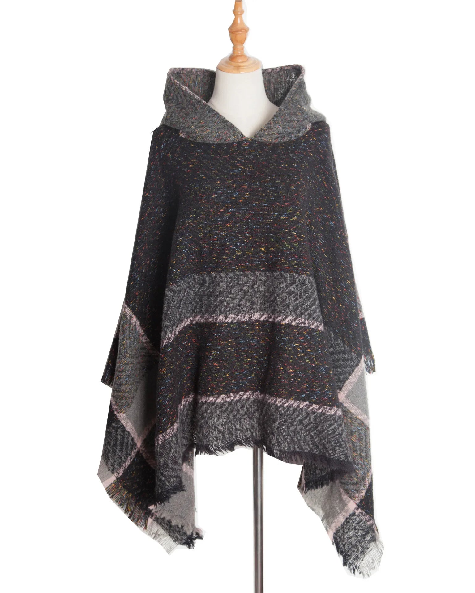 Poncho femme hiver à capuche