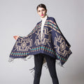 Poncho pour femme style traditionnel boho à motifs en cachemire et acrylic