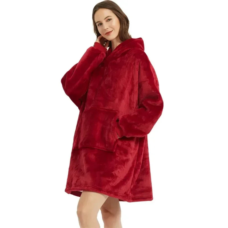 Poncho polaire chaud en microfibre pour femme et homme simple