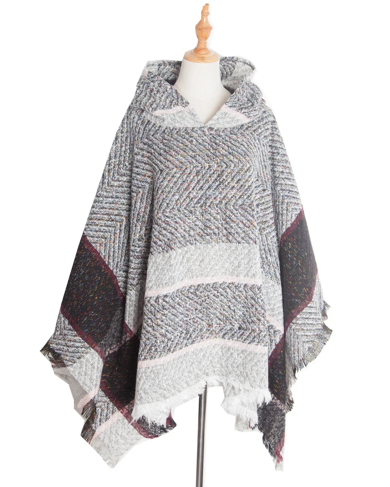 Poncho femme hiver à capuche
