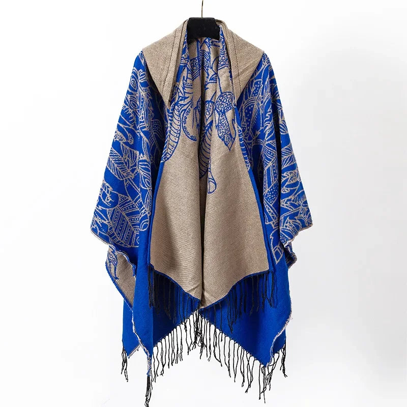 Poncho homme boho à capuche