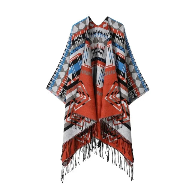 Poncho pour femme vintage style mongol