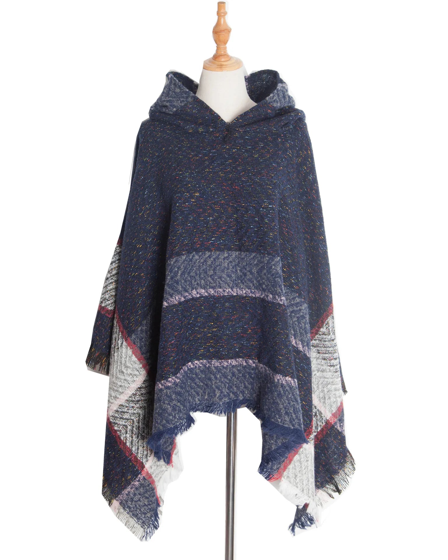 Poncho femme hiver à capuche