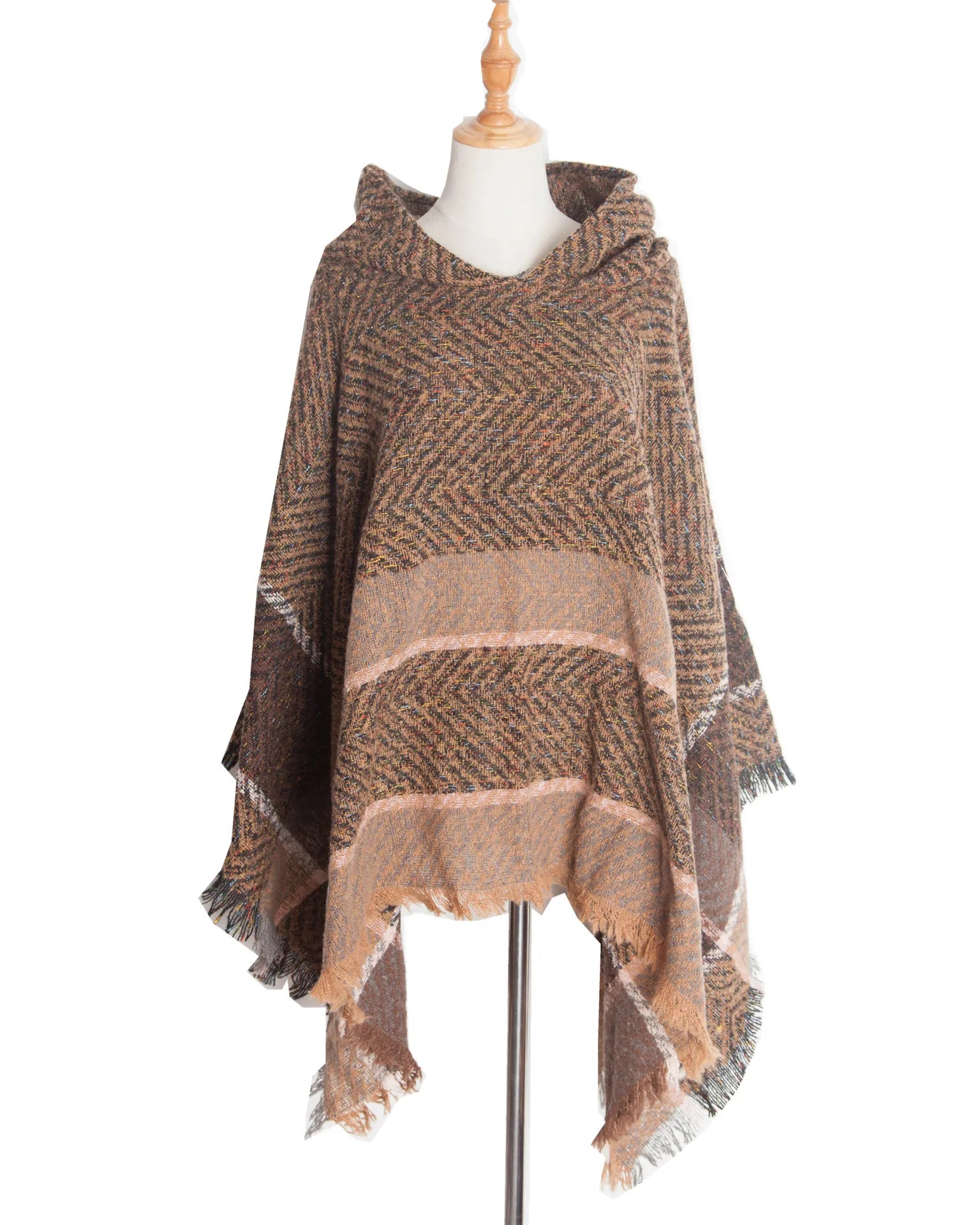 Poncho femme hiver à capuche