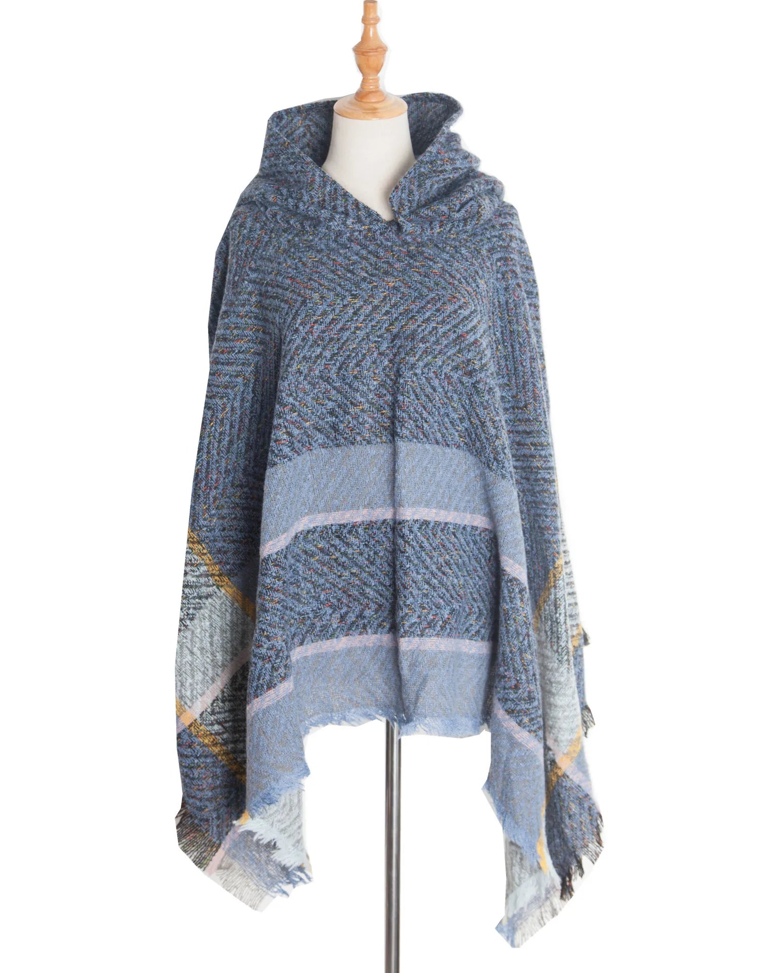 Poncho femme hiver à capuche