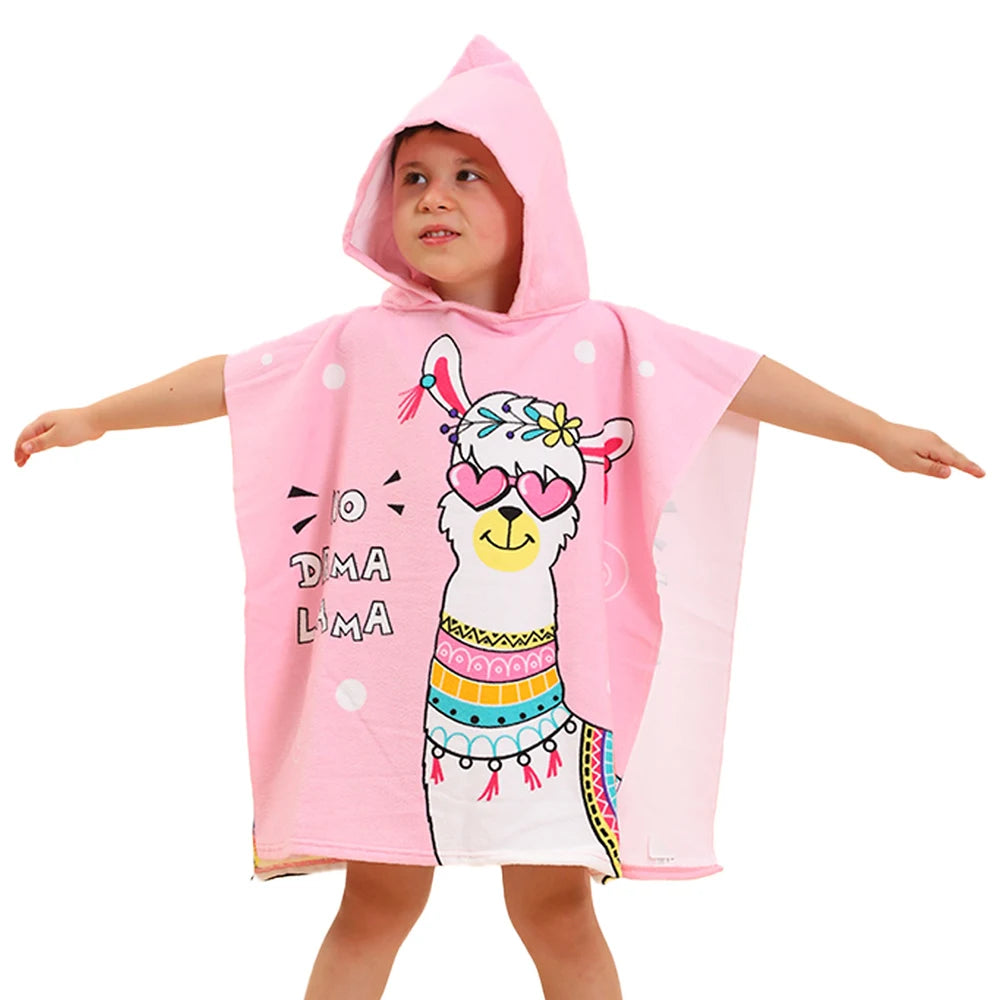 Poncho serviette cartoon de piscine pour enfant