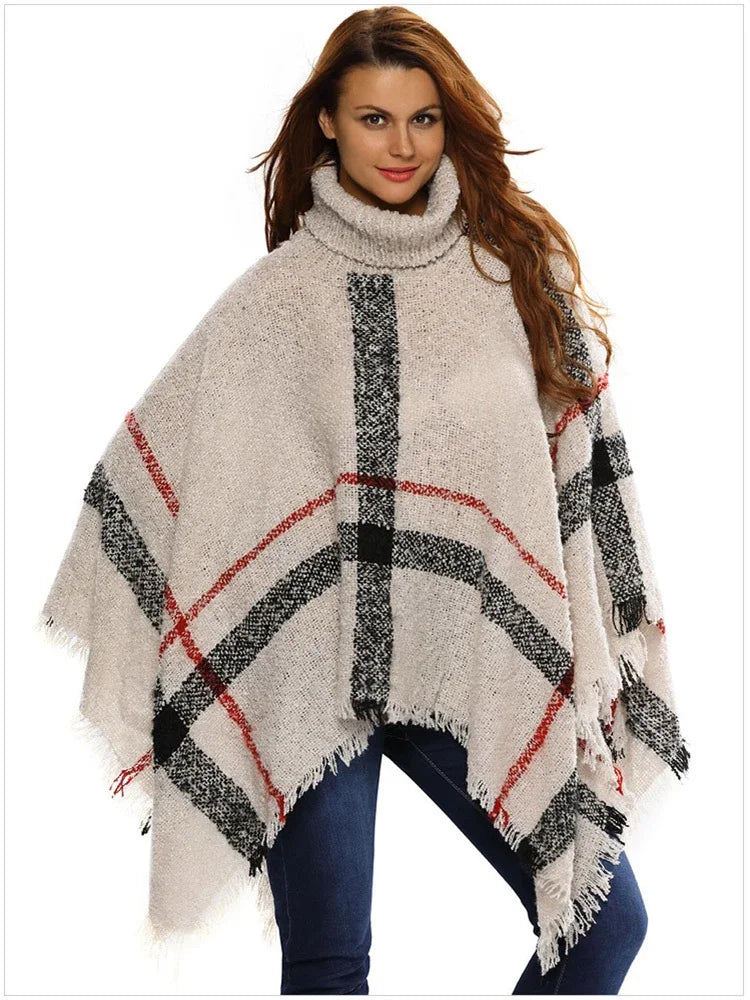 Poncho pour femme d'hiver style luxe en laine et acrylic
