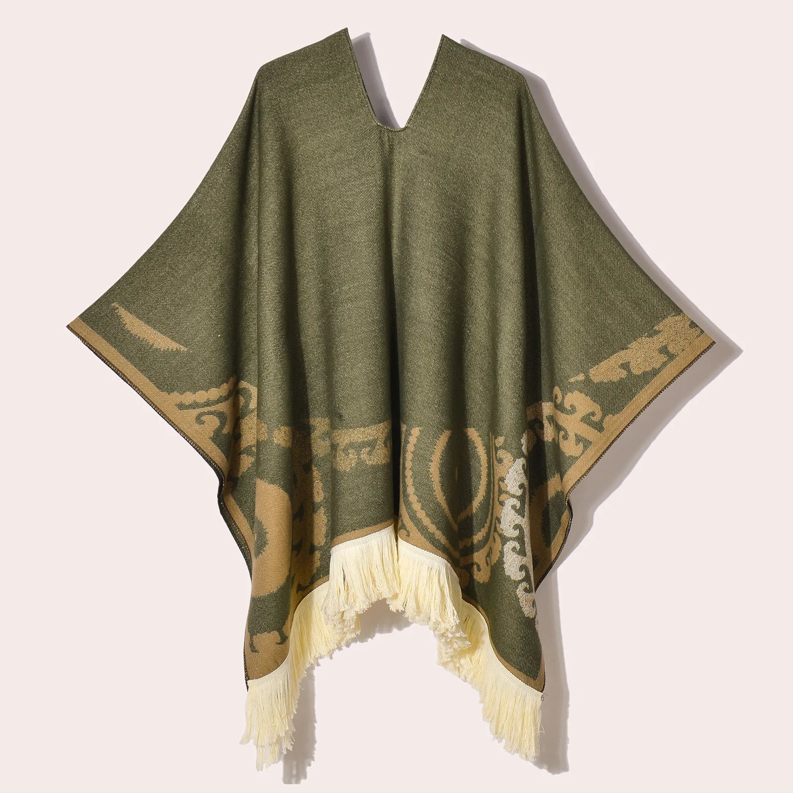 Poncho pour femme chaud style peruvien à motifs