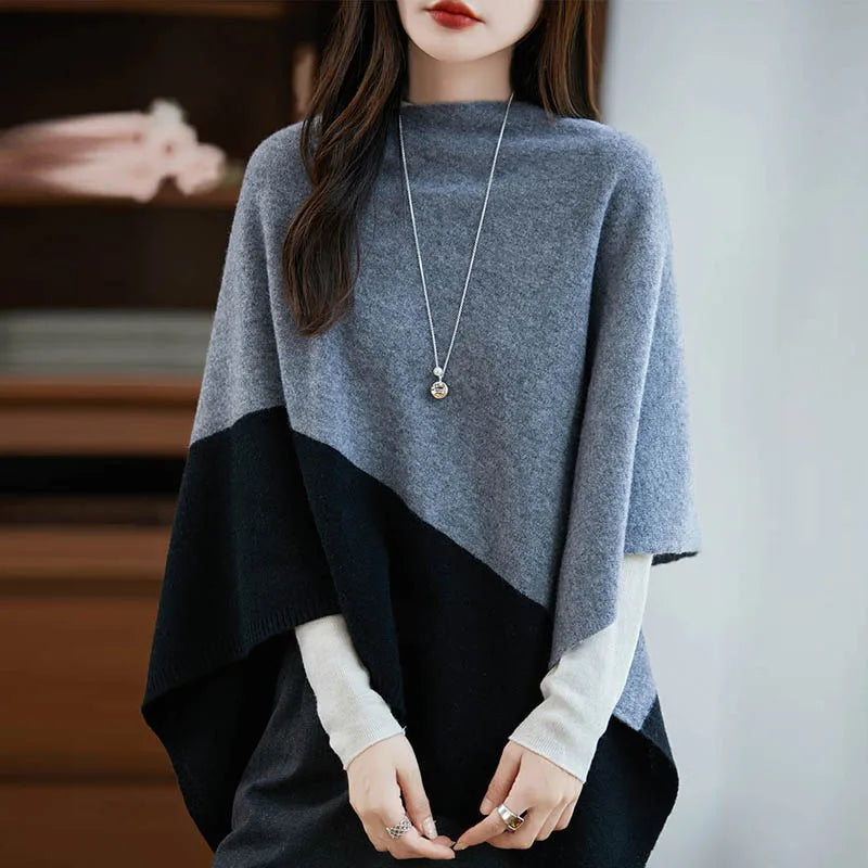 Poncho pour femme en Laine Mérinos véritable