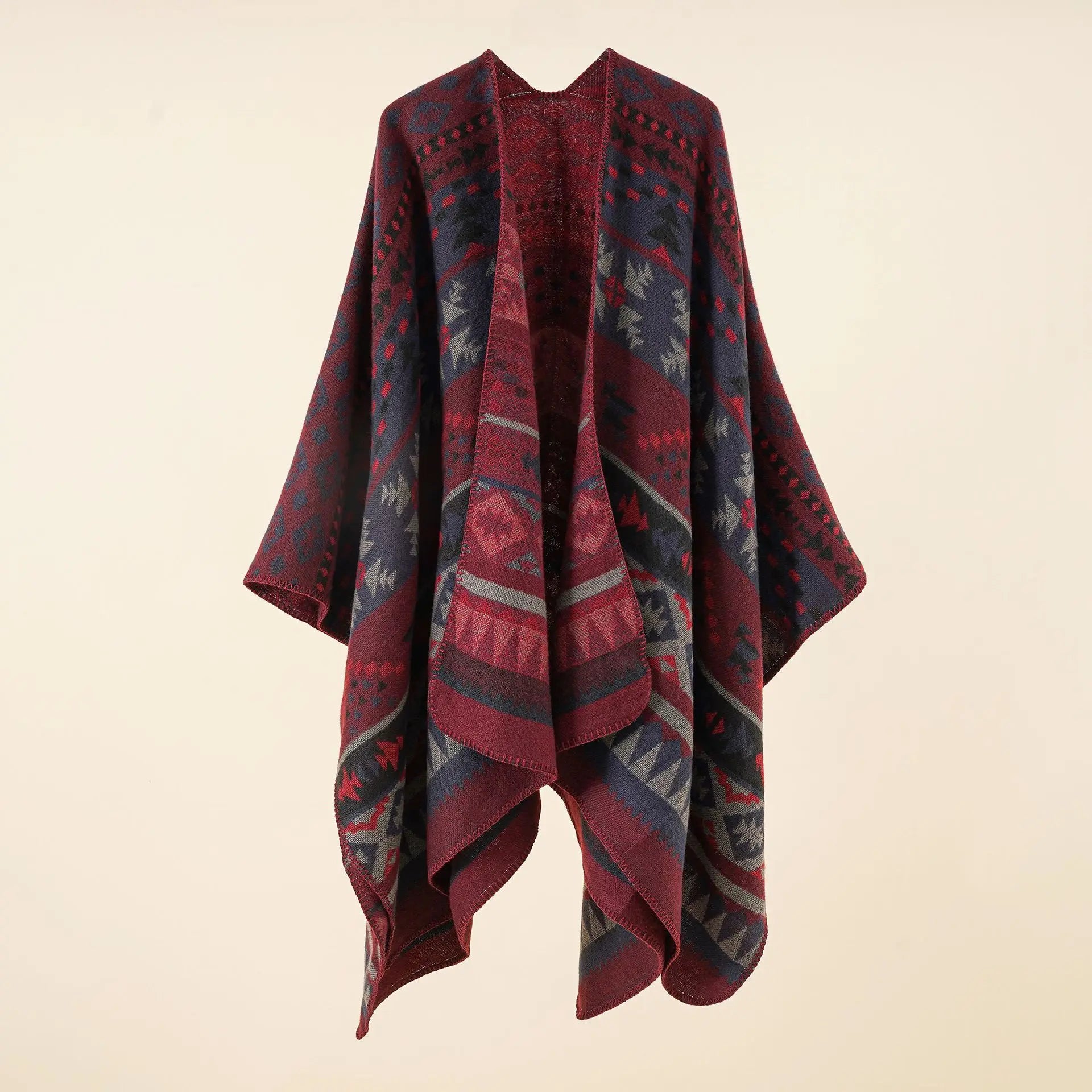 Poncho pour femme long old style imitation cachemire